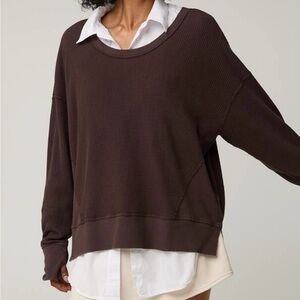 Offline by Aerie Wow Waffle T-Shirt in Deep Earth in Size Medium